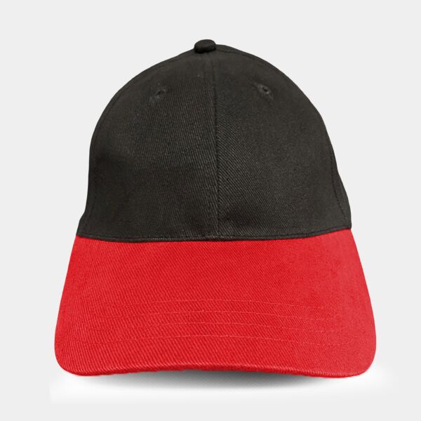 Two Colour Brushed Twill Cotton Baseball Hat Black/Red Thumbnail